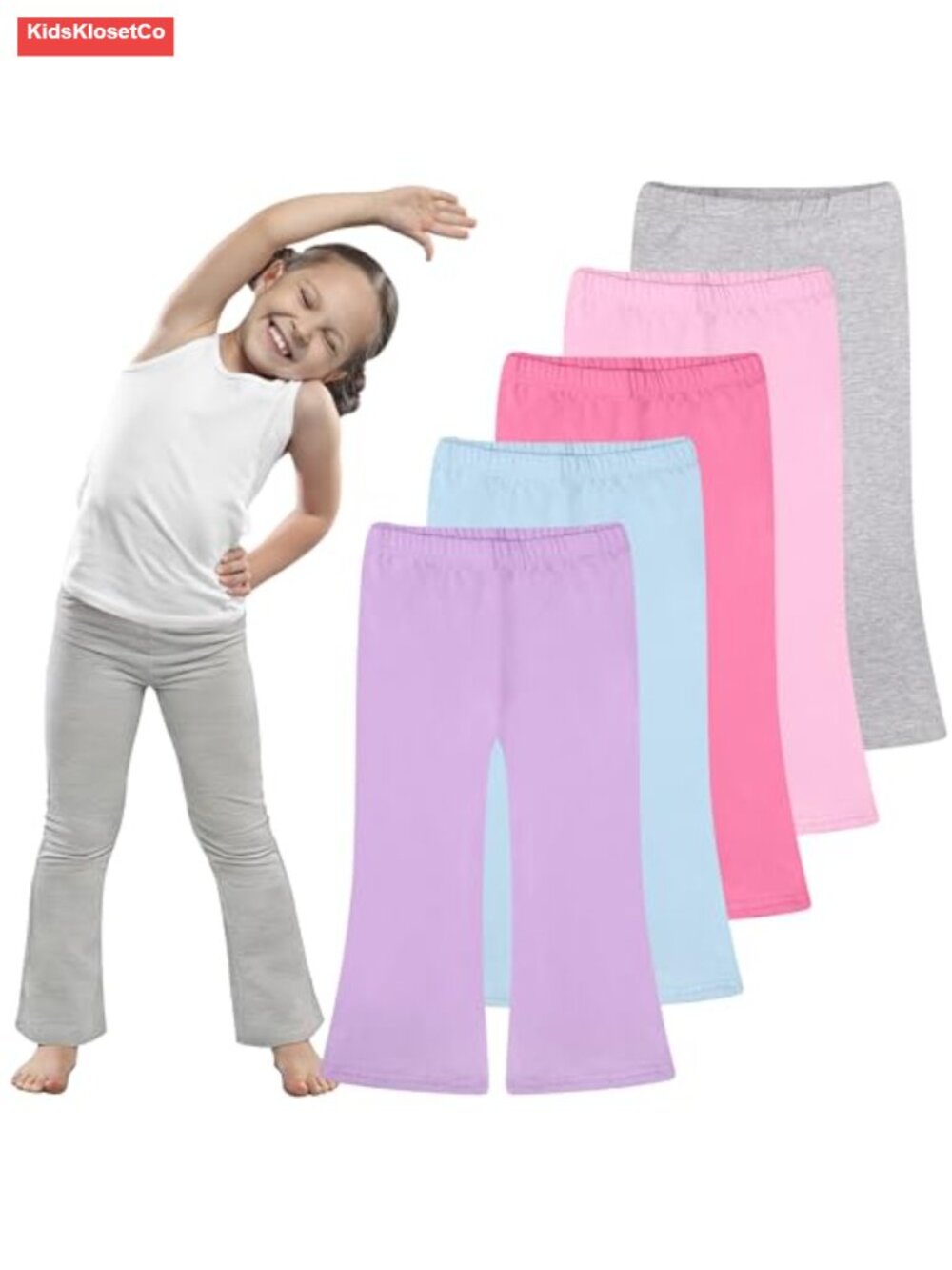 Toddler Girl Cotton Spandex Flare Leggings Bell Bottoms 5-Pack